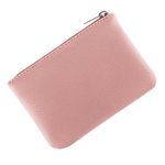 simarro Coin Purse, Vegan Leather Lychee Pattern Zipper Change Purse Portable Coin Wallet Mini Change Holder for Women Coin Pocket for Women Credit Card Folded Bills ID Key Headset Lipstick(Pink)