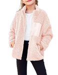 Arshiner Jackets for Teen Girls Fall Winter Fleece Sherpa Fluffy Zip Up Christmas Coats Pink size 10-12