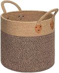 TIMEYARD Woven Baskets, 14'' x 12'' Wicker Plant Basket Home Decor, Decorative Basket Laundry Baskets for Clothes Pillows Towel, Black