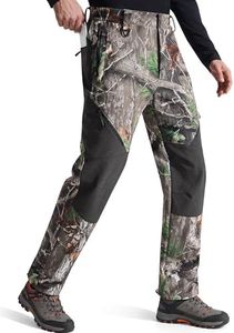 FREE SOLDIER Men's Fleece Lined Outdoor Cargo Hiking Pants Water Repellent Softshell Snow Ski Pants with Zipper Pockets (Dark Camo 44W x 32L)