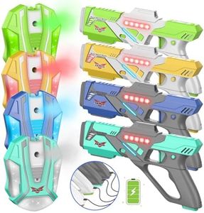 Rechargeable Lase r Tag Set with Vests, 2024 Upgrade Lase r Tag Guns Set of 4, Multi Player Lase r Tag Set for Kids Toy for Teen Boys & Girls, Indoor&Outdoor Toy Gift,Ages 8+,Gray+White