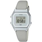 Casio Ladies 33.50mm Quartz Watch with Grey Digital dial and Grey Leather Strap Strap LA680WEL-8EF