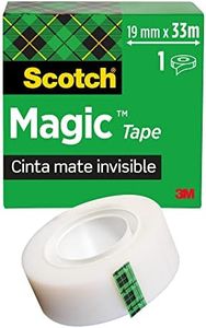 Scotch Cinta Mágica - 1 Rollo de 19 mm x 33 m - Cinta Adhesiva de Uso General para Reparación, Etiquetado y Sellado de Paquetes y Documentos