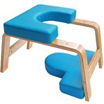 Desire Life Yoga Headstand Bench - Stand Yoga Chair for Family, Gym - Wood and PU Pads - Relieve Fatigue and Build Up Body (Blue)