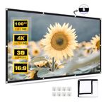 100 Inch Projector Screen, VenirCool Portable Outdoor Movie Screen, Anti-Crease Foldable Double Sided Projection Screen for Home, Office, Classroom - 84-120 Inch Compatible, Pantalla para Proyector