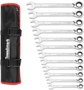 Towallmark Reversible Ratcheting Combination Wrench Set,12-Piece Standard Set Metric 8mm-19mm, CR-V Steel, Open end Spanner with Rolling Pouch for home projects etc.