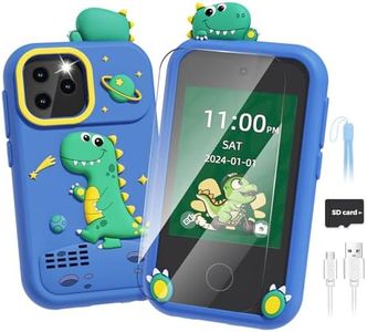 Sueseip Smart Phone for Kids Toys Age 4-6, Christmas Birthday Gifts Dinosaur Toddler Toys for Boys 5-7, Touchscreen Dual Camera Kids Cell Phone for Boys Age 8-10, with Games,SD Card,Screen Protector