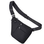 VADOO Anti-theft Sling Bag, RFID Blocking Crossbody Bag for Women and Men Lightweight Shoulder Chest Bag for Travel Sport, Black 2.0, Large, Black, Large