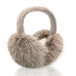 WATAME Faux Fur Ear Muffs Winter Women Girls Cute Earmuffs Fluffy Ear Warmers Soft Foldable Ear Muffs Outdoor (Brown)