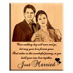 Giftanna Wedding Gift For Couples, Personalized Engraved Photo Frame For Parents | Wife | Husband | Just Married - 8x6