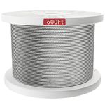 Muzata 600Feet 1/8Inch T316 Stainless Aircraft Steel Wire Rope Cable for Railing Decking DIY Balustrade 7x7 Strand Outdoor Indoor WR02