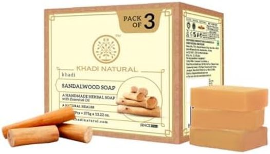 Khadi Natural Sandalwood Soap | Bathing Bar with Essential Oils | Calms and Nourishes Skin | For Smooth, Healthy Glow | Suitable for All Skin Types | Pack of 3 (125g x 3) | 375g