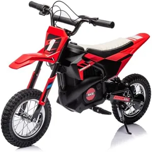 24V Electric Off-Road Motorcycle,250W Motor 13.6MPH Fast Speed Motocross,Leather Seat Dirt Bike,Twist Grip Throttle,Metal Suspension,Air-Filled Tires,for Kids Teens Age 8+ (Red)