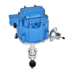 A-Team Performance HEI Complete Distributor 65K-Volt Coil, 8 Cylinders Compatible with BBF Big Block Ford 351C 351M 400M 429 460 One Wire Installation Blue Cap