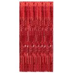 Red Foil Curtain Fringe Tinsel - 2 Meter Door Backdrop Photoprop Party Decoration (Red)