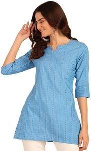 DSK Studio Women's Solid Regular Dress Shirt (KU1002-Blue-S_Blue