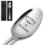 No Coffee No Workee,Funny Engraved Stainless Spoon,Coffee Spoon,Coffee Lover Gifts for Men Women,Yoda Coffee Spoon,Best Friend Spoon Gift(With Gift Box)