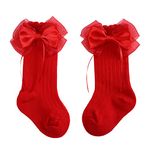 Infant Socks 6 Months Boys Baby Bow Socks Toddlers Boys Girls Children Kids Socks Toddler Shoes Socks Princess Socks Floor Socks (Red, 0-12 Months)