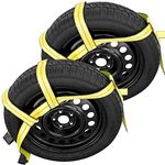 Robbor Tow Dolly Basket Straps with Flat Hook Over-the-Wheel Tie Down Bonnet Wheel Net for Small to Medium Size Tires 14-17"-2 Pack