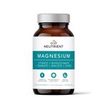 Neutrient Magnesium Complex Supplements - 120 Capsules Containing Four Powerful Bioactive Chelates Including Magnesium Taurate, Glycinate, Citrate and Malate