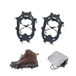 LINXGR Kids Crampons for Hiking Boots 11 Spikes Micro Teeth Child Crampons Ice Cleats Traction for Walking on Snow Ice Unisex Child (Black, Medium)