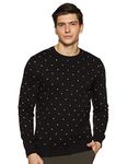 Amazon Brand - Symbol Men's Cotton Blend Round Neck Sweatshirt (AW19MNSSW64_Black&White_L)