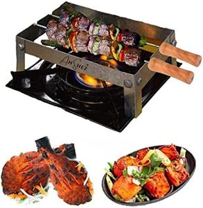 ANSHEZ® Gas Tandoor Grill for Home Kitchen | Foldable Barbeque Grill Set for Gas Stove | Portable Chicken Griller & Paneer Tikka Maker Stand with 2 Skewers 1 Jali | Free Standing