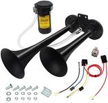 GAMPRO 150db 12V Air Horn, Chrome Zinc Dual Trumpet with Compressor for Any 12V Vehicles (Black)