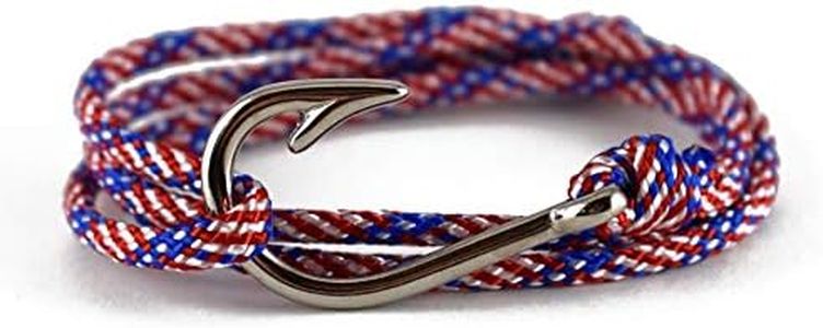 Riptide Vibes Adjustable Fish Hook Bracelet - Made in USA with 550 Military Paracord - 15% Donated to Marine Wildlife Conservation - Silver or Black Hook, 550 paracord, not-applicable