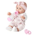 Enjoyin 12' Soft Baby Doll in Gift Box with Pink Cloths, Pacifier, 13'x13' Soft Microfabric Blanket, and Feeding Bottle