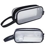 Aosbos Clear Pencil Case, Large Mesh Pencil Case for Girls Boys Secondary School, Stationery Pouch with Portable Handle, Zipper Pen Storage Pencil Bag for Kids Teens Students School College Office