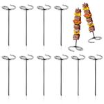 Metal Skewers for Air Fryer, 10Pcs 3.9inch Reusable Stainless Steel Kebab Skewers BBQ Food-Grade Chicken Beef Small Standing Skewer Rack Mini Oven Turkey Lacers for Camping Campfire Party