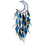 WisePoint Dream Catcher Wall Decor, Dream Catcher Kit with Feathers and Beads Pendant, Dream Catcher for Girls, Handwoven Dream Catchers for Bedroom and Living Room Decoration (Blue Black)