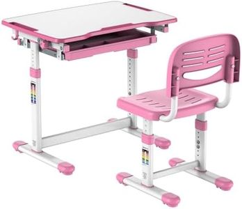 Mount-It! Kids Desk and Chair Set, Height Adjustable Sturdy, Girl Desk, Kids Art Desk, Kids Study Desk and Chair Set for Boys, Home School, Drafting Desk, Ergonomic Childrens Storage Drawer Pink
