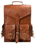 Volksy Bags Vintage Leather Laptop Backpack, Brown, OneSize, Vintage Leather Laptop Backpack