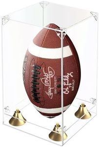 KOLIPI Football Display Case Full Size, Clear Acrylic Box with Double Layer Base Display Stand for Football Fans & Collectors, Sports Collectibles, Assembly Required, Clear Base