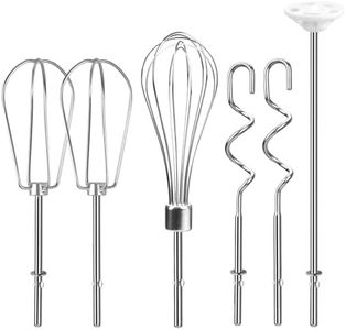 Hand Mixer Attachments Beater, Whisk, Blending Rod and Dough Hooks, Stainless Steel Hand Mixer Accessories Compatible with Kitchenaid Hand Mixers KHM3 KHM5 KHM7 KHM9, Set of 6
