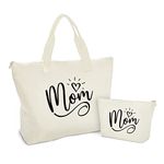 Mothers Day Gifts for Mom-Mom Mommy Canvas Tote Bag with Makeup Bag-Great Gifts for Mom, New Mom,Mom to be on Mothers Day,Birthday