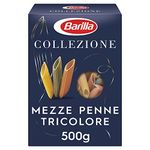 Barilla Hard Wheat Pasta Collezione Mezze Penne Tricolore Pack of 3 x 500 g