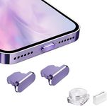 Mizi [2 Pack] Metal Anti Dust Plug, Protect Charging Port from Dust and Moist with Storage Box and Cable Clip Holder for iPhone 14 13,12,11,X,Xs,8,7, Plus, Max, Pro, Mini, iPad, AirPod - Dark Purple