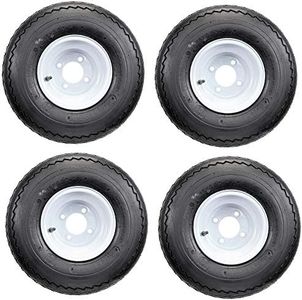 Duro Excel Touring 18x8.5-8 Golf Cart Tires and OEM White Steel Wheels Combo - Set of 4