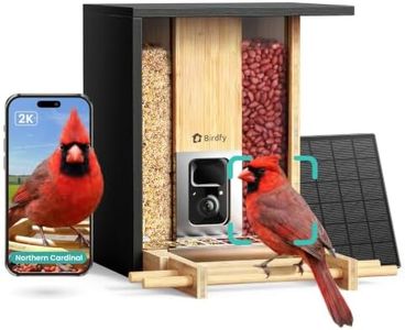 Birdfy Smart Bird Feeder with Camera & Metal Guard, Solar Powered, Permanent AI Identify 6000+ Bird Species & Auto Record 1080P Video, Upgraded Durable Bamboo Wood, Ideal Gift