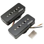 Wilkinson M Series Stacked P90 Soapbar Ceramic Magnet Humbucker Sized Single Coil Pickup Neck Bridge Pickups Set 10K/16K for SG/LP Style Electric Guitar, Black