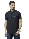 Thomas Scott Mens Solid Slim Fit Casual Shirt with Cutaway Collar and Half Sleeve Navy