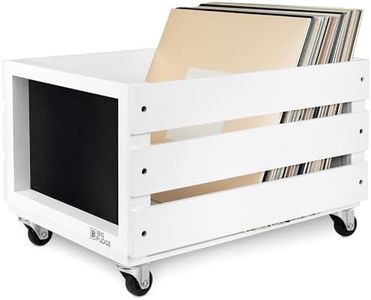 Big Fudge PAPER FRAME RECORD CRATE WITH CHALKBOARD WHITE,WITH WHEEL 43.00x34.70x22.90 CM
