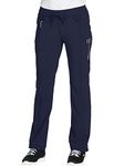 Cherokee Women's Tall Infinity Low-Rise Straight Leg Drawstring Pant, Navy, Medium