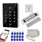 FUSYTULY Wifi Tuya RFID Door Access Control System Kit IP68 Waterproof Access Controller Touch Keypad + 180KG Electric Magnetic Lock + K80 3A Power Supply + 15pcs 125KHz Keyfobs