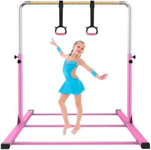SHIWEI Gymnastics Training Bar- Height Adjustable 3' to 5' Horizontal Kip Bar for Kids