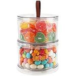 BELLE VOUS 2-Layer Snack Canister - 1L/33.8oz Clear Plastic Food Storage - BPA-Free for Pantry Organisation, Dry Food/Snack, Cereal