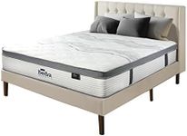 BEDRA BEDDING Latex Foam Mattress 34CM - Euro Top Mattress 9 Core Layer with Pocket Coils System for Luxurious Rest Pressure Relief, Double Size, Ivory